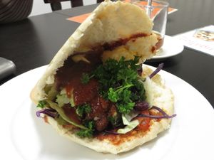 Baguette "Neapel" (Naples) without mustard sauce in flatbread (vegan) at Kami Express in Saarbrucken