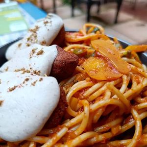 The all time favourite - Spaghetti with Meatballs! at Terrasen Cafe in Hyderabad
