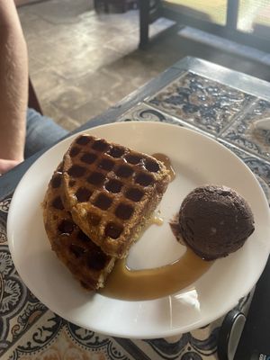 Waffles and ice cream   at Terrasen Cafe in Hyderabad