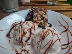 Brownie and ice cream at Terrasen Cafe in Hyderabad