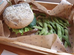 Mushroom burger and wakame
 at Flower Burger - Viale Vittorio Veneto in Milan