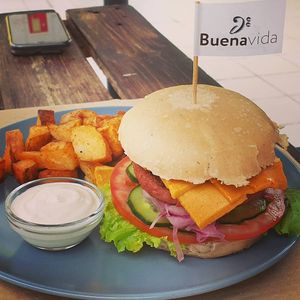 Beyond meat burger 🍔🍔🍔 at BuenaVida Vegan in Tenerife