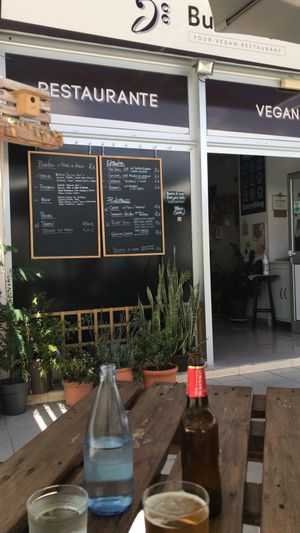 Outside the restaurant   at BuenaVida Vegan in Tenerife