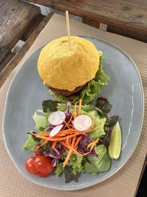 Beyond special burger  at BuenaVida Vegan in Tenerife