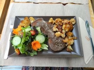 seitan scallops!  at BuenaVida Vegan in Tenerife