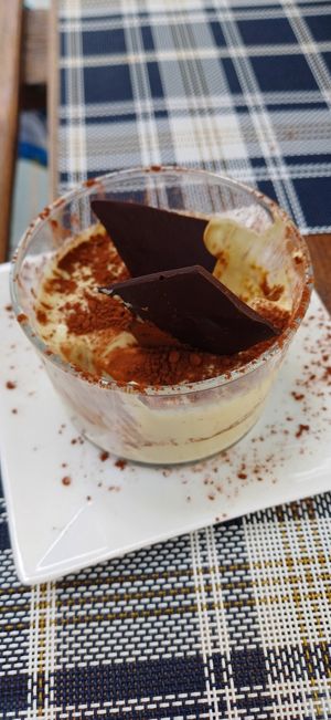 Tiramisu (half way gone) at BuenaVida Vegan in Tenerife