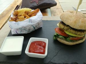 Delicious burgers! at BuenaVida Vegan in Tenerife