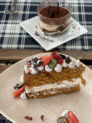Vegan Tiramisu and Carrot cake 🍰   at BuenaVida Vegan in Tenerife