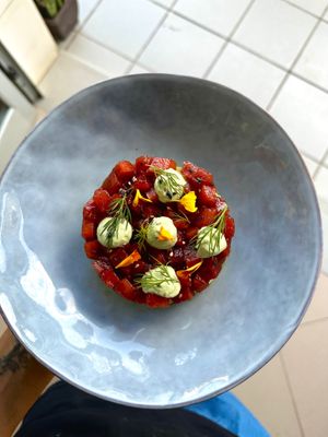 Tartare de “atun” vegano at BuenaVida Vegan in Tenerife