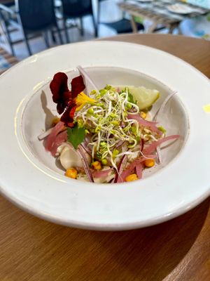 Ceviche de setas cardo at BuenaVida Vegan in Tenerife