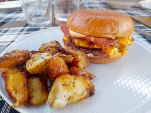 Smash bacon cheeseburger at BuenaVida Vegan in Tenerife