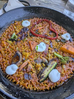 Vegetable paella at BuenaVida Vegan in Tenerife