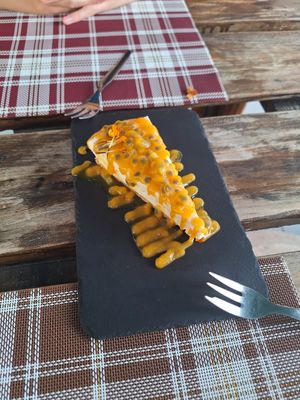 Passionfruit cheesecake at BuenaVida Vegan in Tenerife