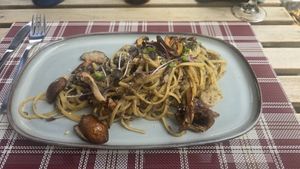 Mushroom Linguine at BuenaVida Vegan in Tenerife