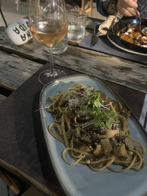 Mushroom linguine   at BuenaVida Vegan in Tenerife