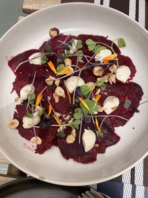 Beetroot carpaccio  at BuenaVida Vegan in Tenerife