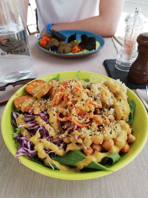 Buddha bowl of the month and tempeh at BuenaVida Vegan in Tenerife