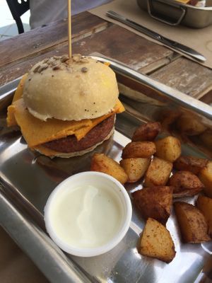 The beyond burger was amazing at BuenaVida Vegan in Tenerife