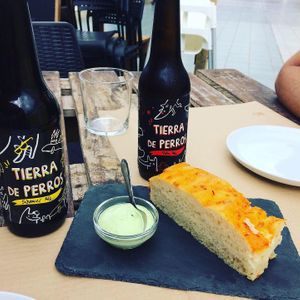 Bread and vegan beer at BuenaVida Vegan in Tenerife
