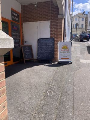 Outside  at Sunrise Organics in Bournemouth