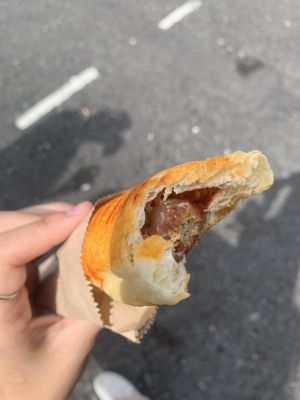 vegan sausage roll with tomato  at Sunrise Organics in Bournemouth