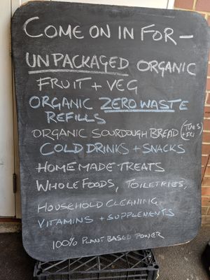 outside sign at Sunrise Organics in Bournemouth