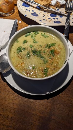 Brokkoli soup at Cafe Gagarin in Vienna