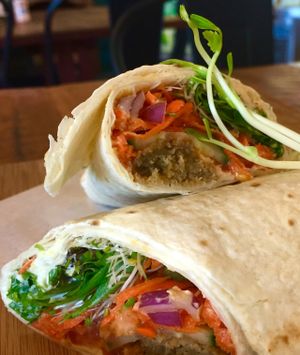 Falafel wrap at The Dharma Hub in Frankston