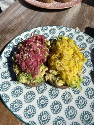 Vegan good gut feels toast  at Raw & More in Semaphore