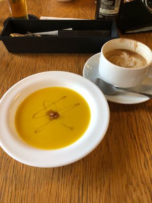 Delicious soup and soy cappuccino  at 8ablish in Tokyo