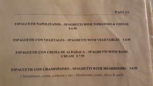 Menu at Paladar Sol y Son in Trinidad