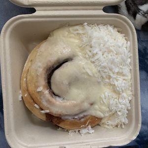 Lemon icing with coconut  at Cinnaholic in Southlake