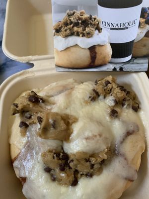 Classic icing with cookie dough  at Cinnaholic in Southlake