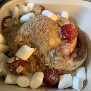 Pie crumble, raspberries, marshmallows  at Cinnaholic in Southlake