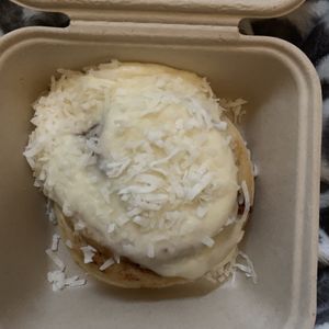 Lemon icing and shredded coconut at Cinnaholic in Southlake