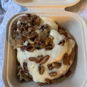 Classic icing, cookie dough, pecans  at Cinnaholic in Southlake