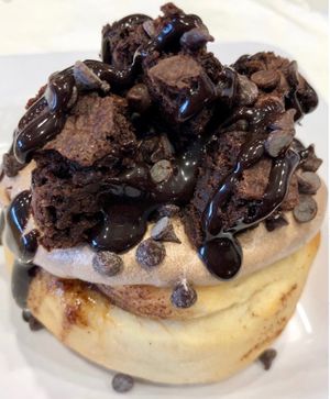 Chocolate Frosting, Brownie Bites, Chocolate Chips & Chocolate Sauce! at Cinnaholic in Southlake