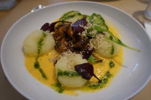 Gnocchis with girolles. at Le Potager de Charlotte in Paris