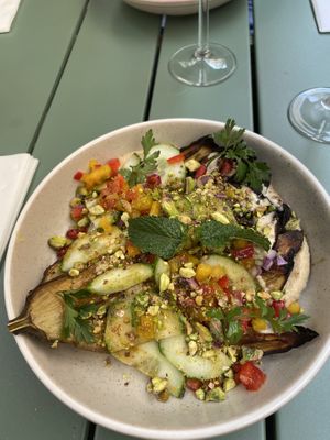 Grilled eggplant with hummus  at Le Potager de Charlotte in Paris