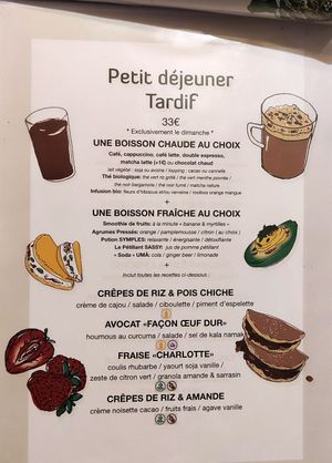 Brunch menu on sunday at Le Potager de Charlotte in Paris