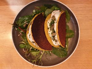 Rice and chickpea pancakes at Le Potager de Charlotte in Paris