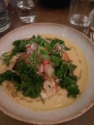 Golden curry: rich creamy with lingering taste,wonderful fresh crunchy bites ..totally delicious.  at Le Potager de Charlotte in Paris