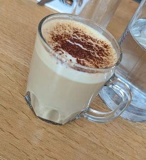 Cafe Latte with Oat milk and cinnamon- husband loved it at Le Potager de Charlotte in Paris
