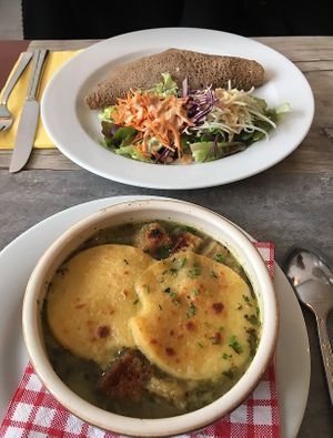 Vegan onion soup & vegan crepe at Le Potager de Charlotte in Paris