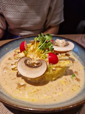 Hazelnut mashed potato dish  at Le Potager de Charlotte in Paris