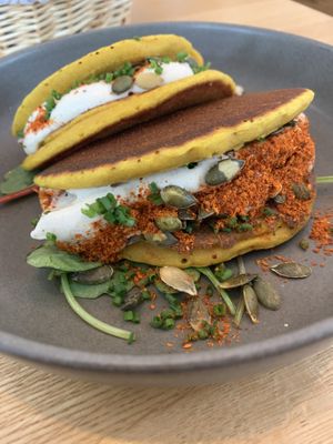 Chickpea and rice pancakes at Le Potager de Charlotte in Paris