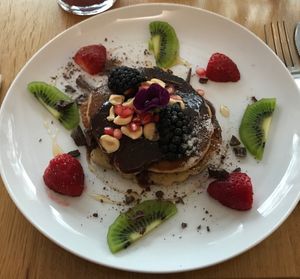 Rice crepes with hazelnut, chocolate and fruits at Le Potager de Charlotte in Paris