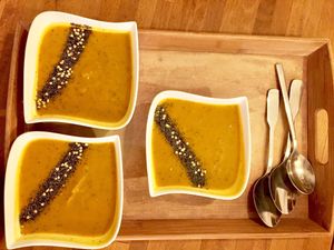 Delicious squash soup at My Petite Factory in Lyon