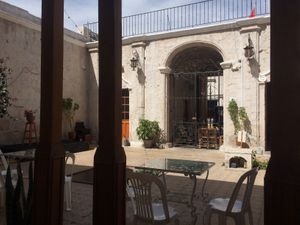 The view from the courtyard at El Buda Profano in Arequipa