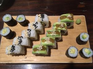Combination sushi platter for 22 soles/ ~$6. Yum!!  at El Buda Profano in Arequipa